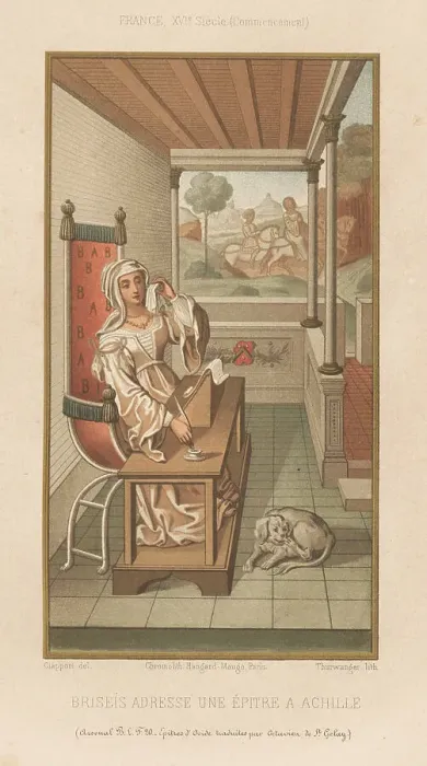 Framed Print : Briseis writing a love letter to Achilles Framed Print : Briseis writing a love letter to Achilles