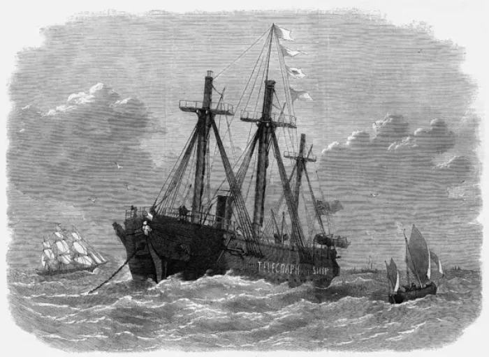 Framed Print : The Brisk telegraph ship, 1870 Framed Print : The Brisk telegraph ship, 1870
