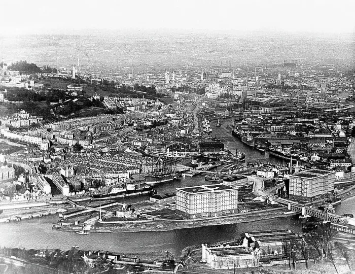 Framed Print : Bristol Docks from the air probably 1920s Framed Print : Bristol Docks from the air probably 1920s