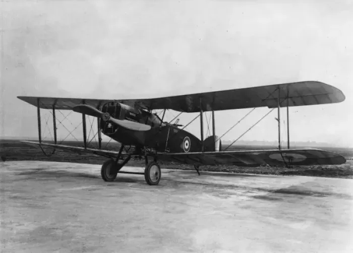 Framed Print : Bristol F2B fighter biplane on an airfield, WW1 Framed Print : Bristol F2B fighter biplane on an airfield, WW1