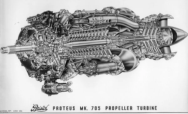 Bristol Proteus 705 turboprop cross-sectional drawing