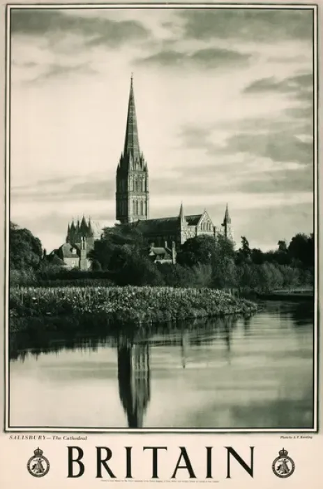 Framed Print : Britain poster, Salisbury Cathedral Framed Print : Britain poster, Salisbury Cathedral
