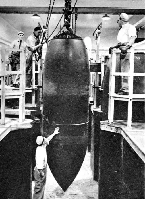 Framed Print : British 10-ton Bomb on the production line; Second World War Framed Print : British 10-ton Bomb on the production line; Second World War