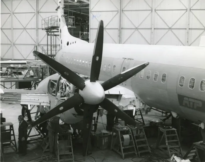 Framed Print : British Aerospace ATP is towed into Final Assembly hangar Framed Print : British Aerospace ATP is towed into Final Assembly hangar