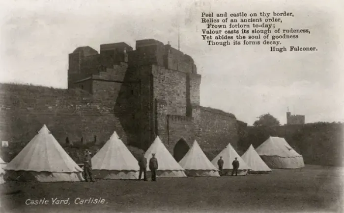 Framed Print : British Army camp in the Castle Yard, Carlisle Castle Framed Print : British Army camp in the Castle Yard, Carlisle Castle