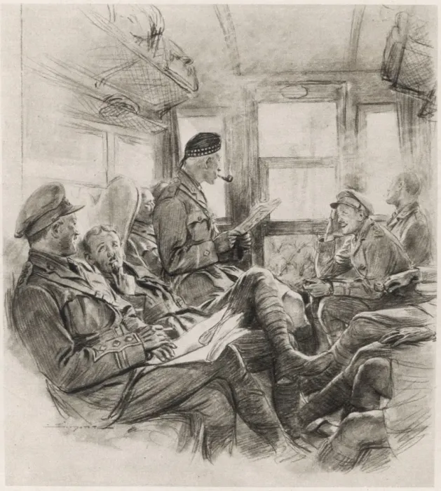 Framed Print : British army officers travelling to the French battlefront Framed Print : British army officers travelling to the French battlefront