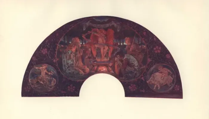 Framed Print : British art nouveau design for painted fan Framed Print : British art nouveau design for painted fan