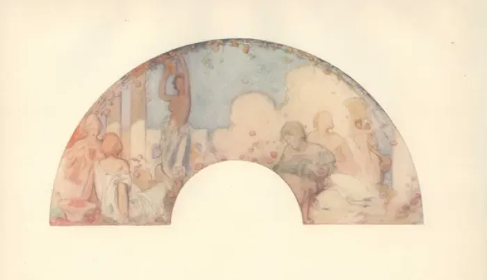 Framed Print : British art nouveau fan design by Frank Brangwyn (1867-1956) Framed Print : British art nouveau fan design by Frank Brangwyn (1867-1956)