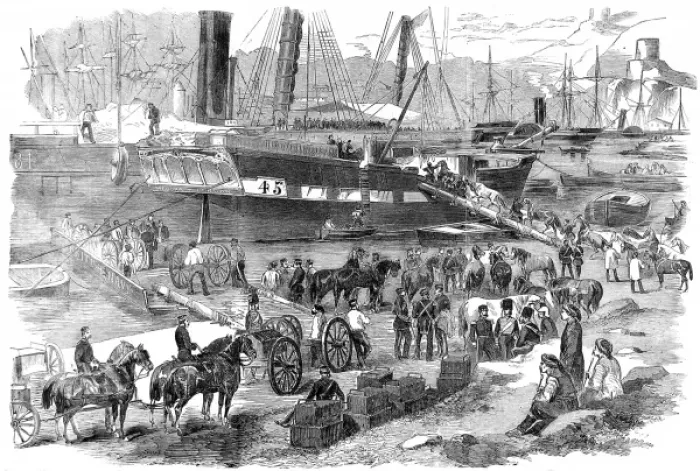 Framed Print : British Artillery leaving the Crimea, Balaklava, 1856 Framed Print : British Artillery leaving the Crimea, Balaklava, 1856