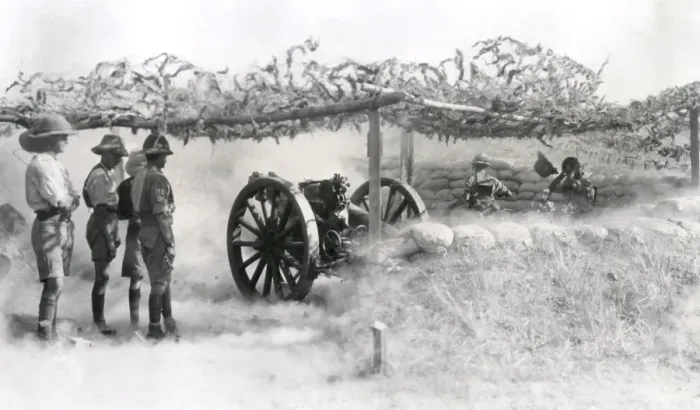 Framed Print : British battery in action, Samarra, WW1 Framed Print : British battery in action, Samarra, WW1