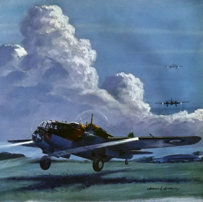 Framed Print : British Bombers Landing Date: 1941 Framed Print : British Bombers Landing Date: 1941