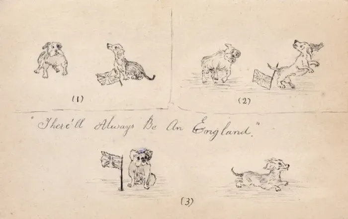 Framed Print : British Buldog chases off a German Dachshund Framed Print : British Buldog chases off a German Dachshund