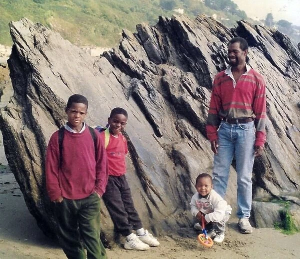 British Caribbean father and three sons in East Loe Cornwall