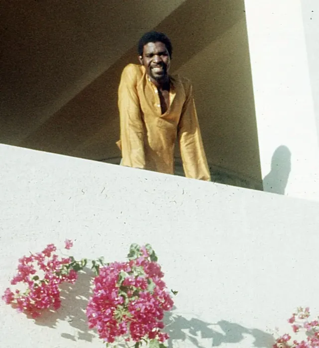 Framed Print : British Caribbean man on balcony at the Holiday Inn Salalah Framed Print : British Caribbean man on balcony at the Holiday Inn Salalah