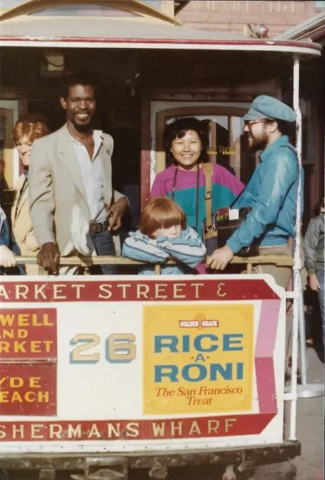 Framed Print : British Caribbean man standing at back of cable car San Fran Framed Print : British Caribbean man standing at back of cable car San Fran