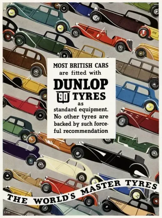 Framed Print : Most British cars are Fitted with Dunlop 90 tyres Framed Print : Most British cars are Fitted with Dunlop 90 tyres