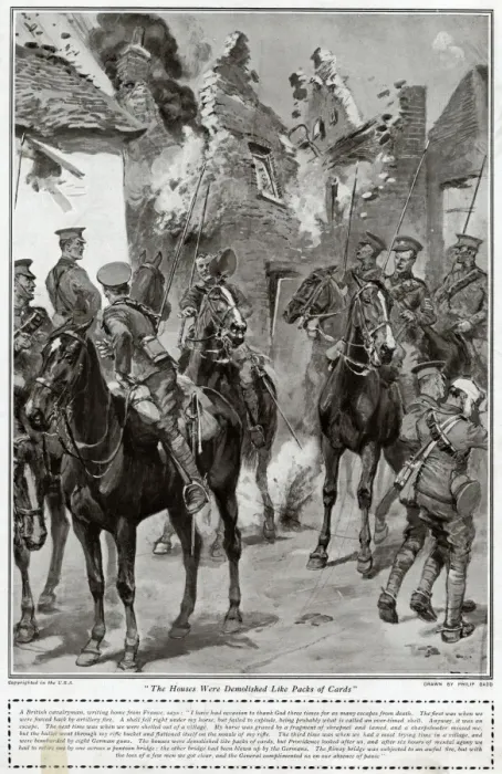 Framed Print : British cavalrymen under bombardment, 1914 Framed Print : British cavalrymen under bombardment, 1914