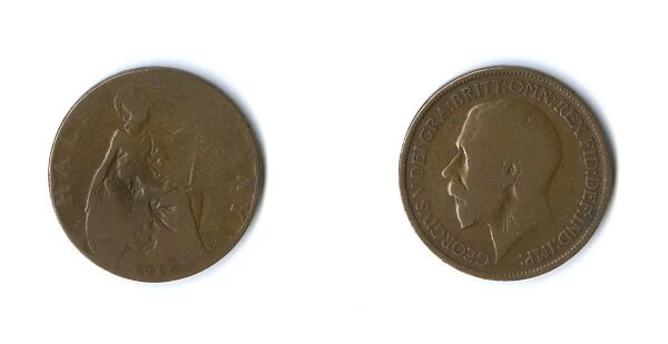 British coin, George V halfpenny