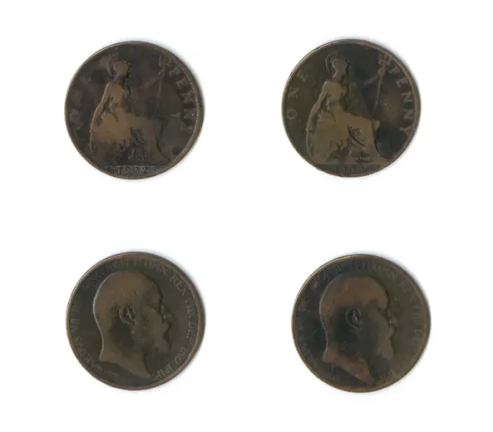 Framed Print : British coins, two Edward VII pennies Framed Print : British coins, two Edward VII pennies