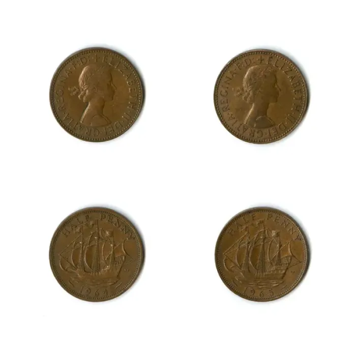 Framed Print : British coins, two Elizabeth II halfpennies Framed Print : British coins, two Elizabeth II halfpennies