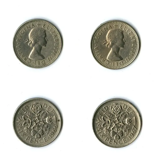 Framed Print : British coins, two Elizabeth II sixpences Framed Print : British coins, two Elizabeth II sixpences