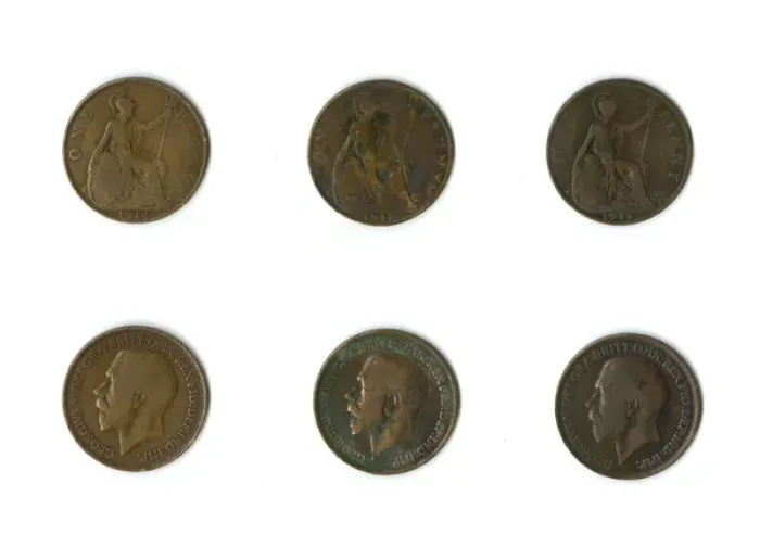 Framed Print : British coins, three George V pennies Framed Print : British coins, three George V pennies