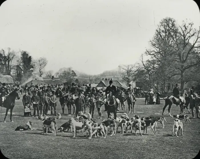 Framed Print : British Country Scene - meet of the deer hounds Framed Print : British Country Scene - meet of the deer hounds