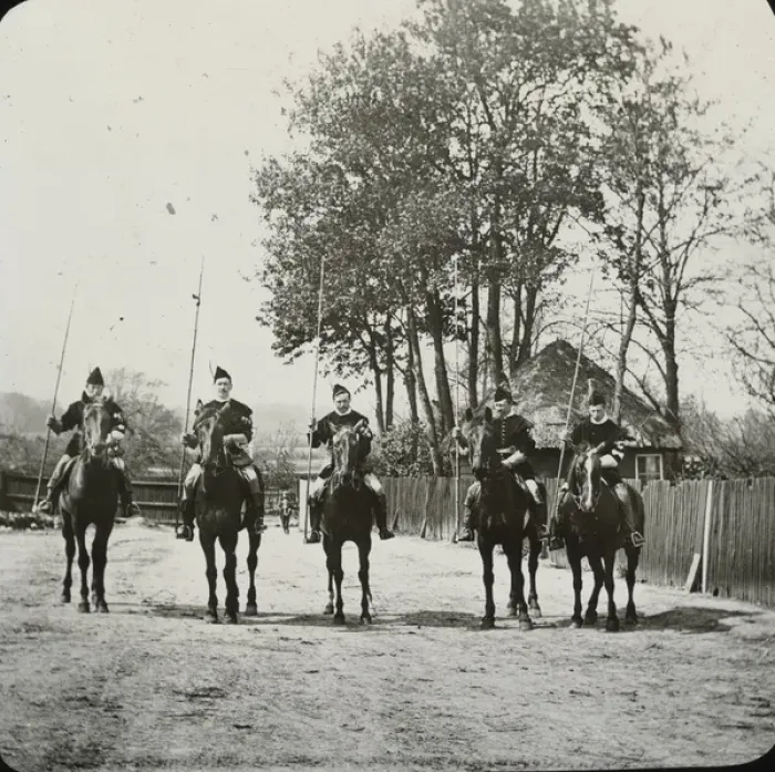 Framed Print : British Country Scene - Five men on horses Framed Print : British Country Scene - Five men on horses