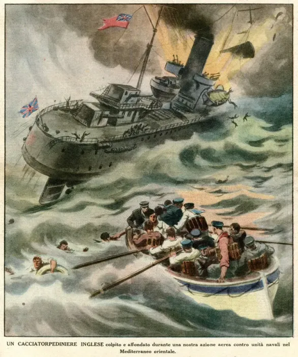 Framed Print : BRITISH DESTROYER SUNK Framed Print : BRITISH DESTROYER SUNK
