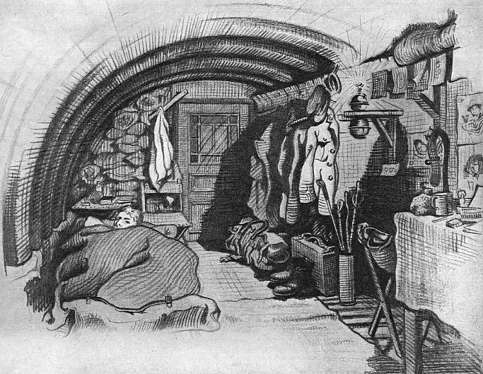 Framed Print : British dug-out interior, WW1 Framed Print : British dug-out interior, WW1