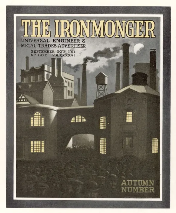 Framed Print : British factory exterior, Ironmonger Magazine cover Framed Print : British factory exterior, Ironmonger Magazine cover