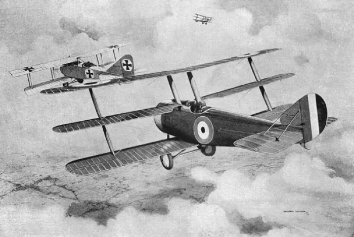 Framed Print : British fighting triplane in action Framed Print : British fighting triplane in action