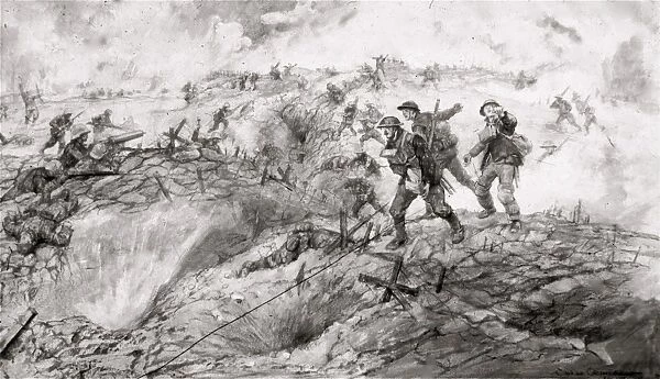 British and German infantry disputing possession of a trench