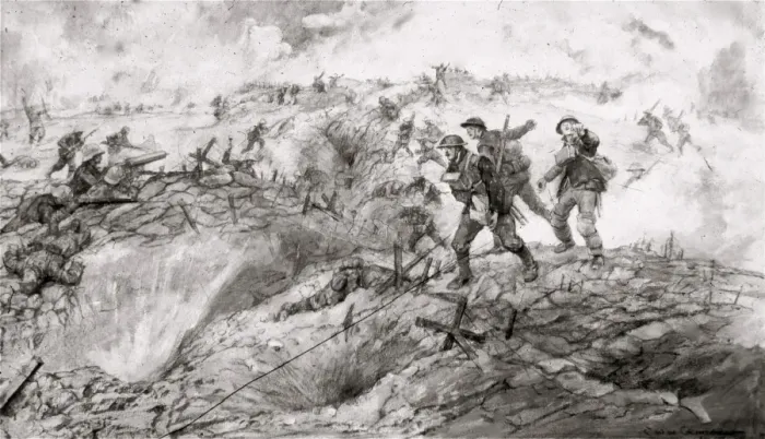 Framed Print : British and German infantry disputing possession of a trench Framed Print : British and German infantry disputing possession of a trench