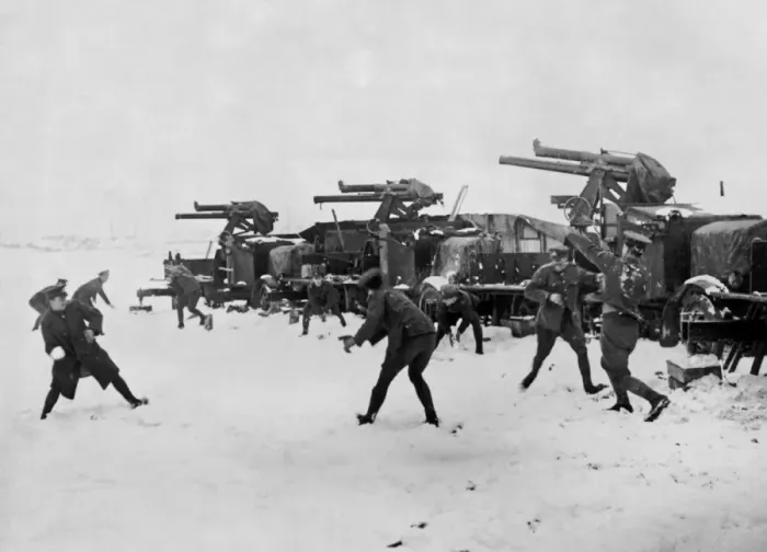 Framed Print : British gunners snowballing, Western Front, WW1 Framed Print : British gunners snowballing, Western Front, WW1