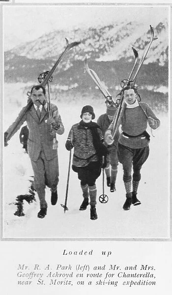 British High Society skiing at St Moritz, 1925