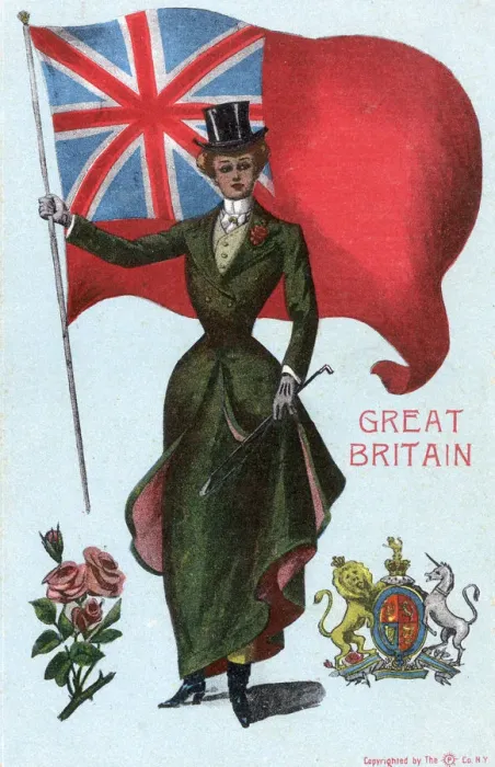 Framed Print : British Hunting Girl - American View - Red Ensign held aloft Framed Print : British Hunting Girl - American View - Red Ensign held aloft
