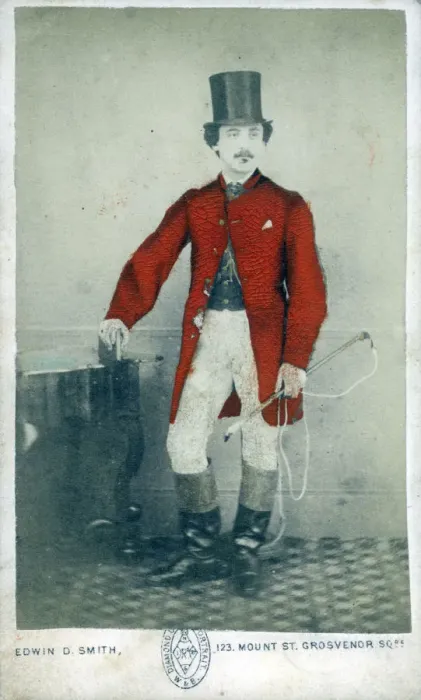 Framed Print : British Huntsman on a small-format Carte de visite (Portrait carte-de-visite, CdV) Framed Print : British Huntsman on a small-format Carte de visite (Portrait carte-de-visite, CdV)