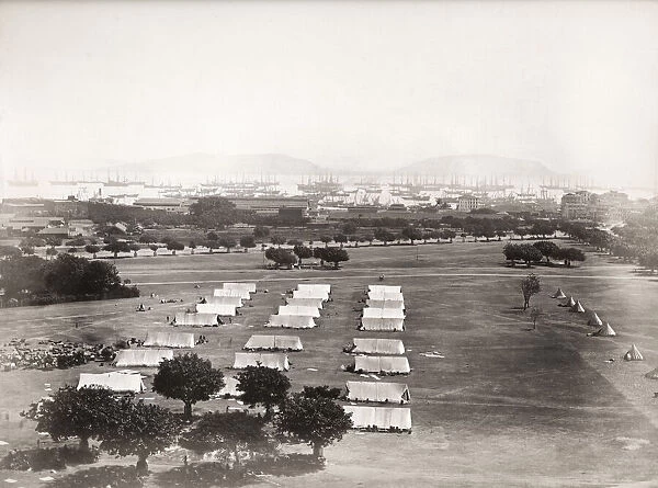 British India, army camp and ships in harbour
