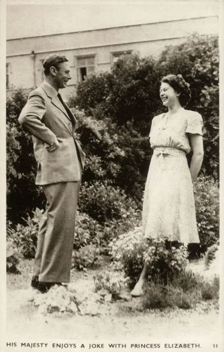 Framed Print : British King George VI with Princess Elizabeth - laughter Framed Print : British King George VI with Princess Elizabeth - laughter