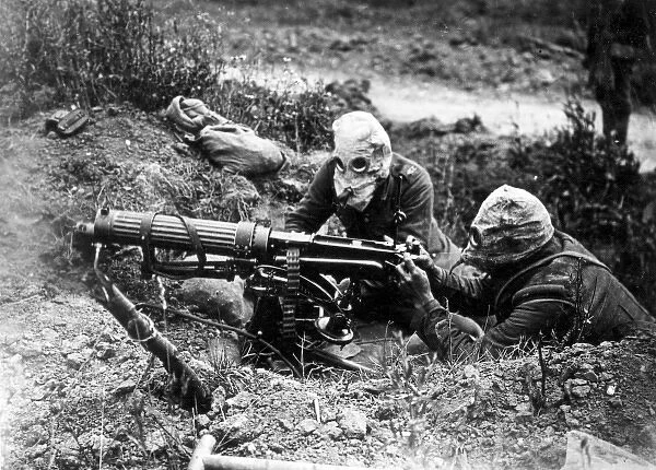 Two British machine gunners, Battle of the Somme, WW1