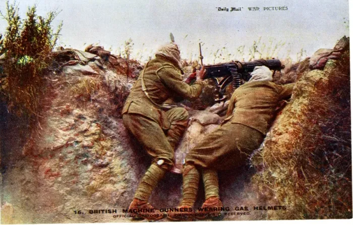 Framed Print : British machine gunners in gas helmets, WW1 Framed Print : British machine gunners in gas helmets, WW1