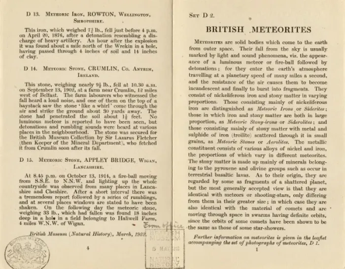 Framed Print : British Meteorites, leaflet Framed Print : British Meteorites, leaflet