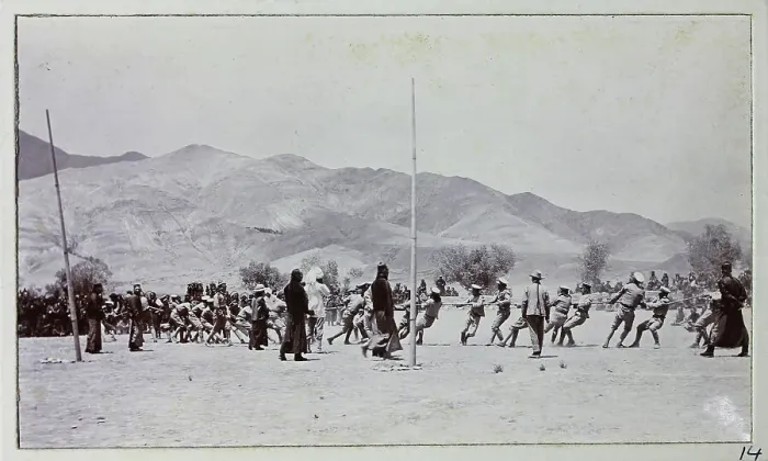 Framed Print : British Military Campaign to Tibet - tug of war Framed Print : British Military Campaign to Tibet - tug of war