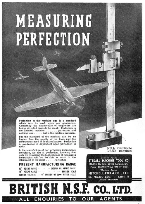 Framed Print : British N.S.F. Precision Measuring Instruments 1943 Advert Framed Print : British N.S.F. Precision Measuring Instruments 1943 Advert