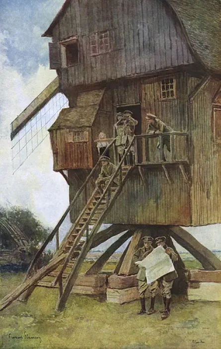 Framed Print : British observation post in a windmill, WW1 Framed Print : British observation post in a windmill, WW1