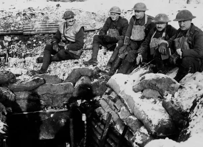 Framed Print : British officers outside dugout, Western Front, WW1 Framed Print : British officers outside dugout, Western Front, WW1
