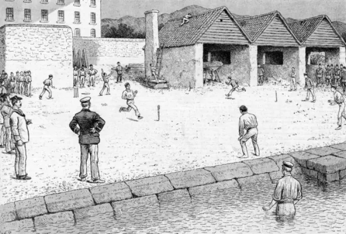 Framed Print : British Officers Playing Rounders in Suda Dockard