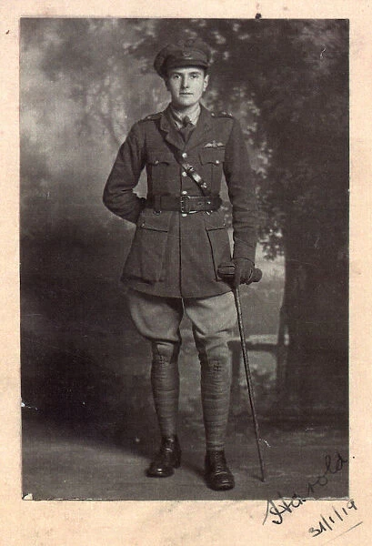A British pilot of the Royal Flying Corps, photographed in his uniform a couple of months