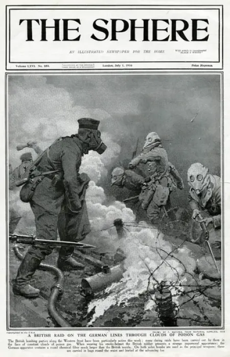Framed Print : British raid on German lines through poison gas Framed Print : British raid on German lines through poison gas